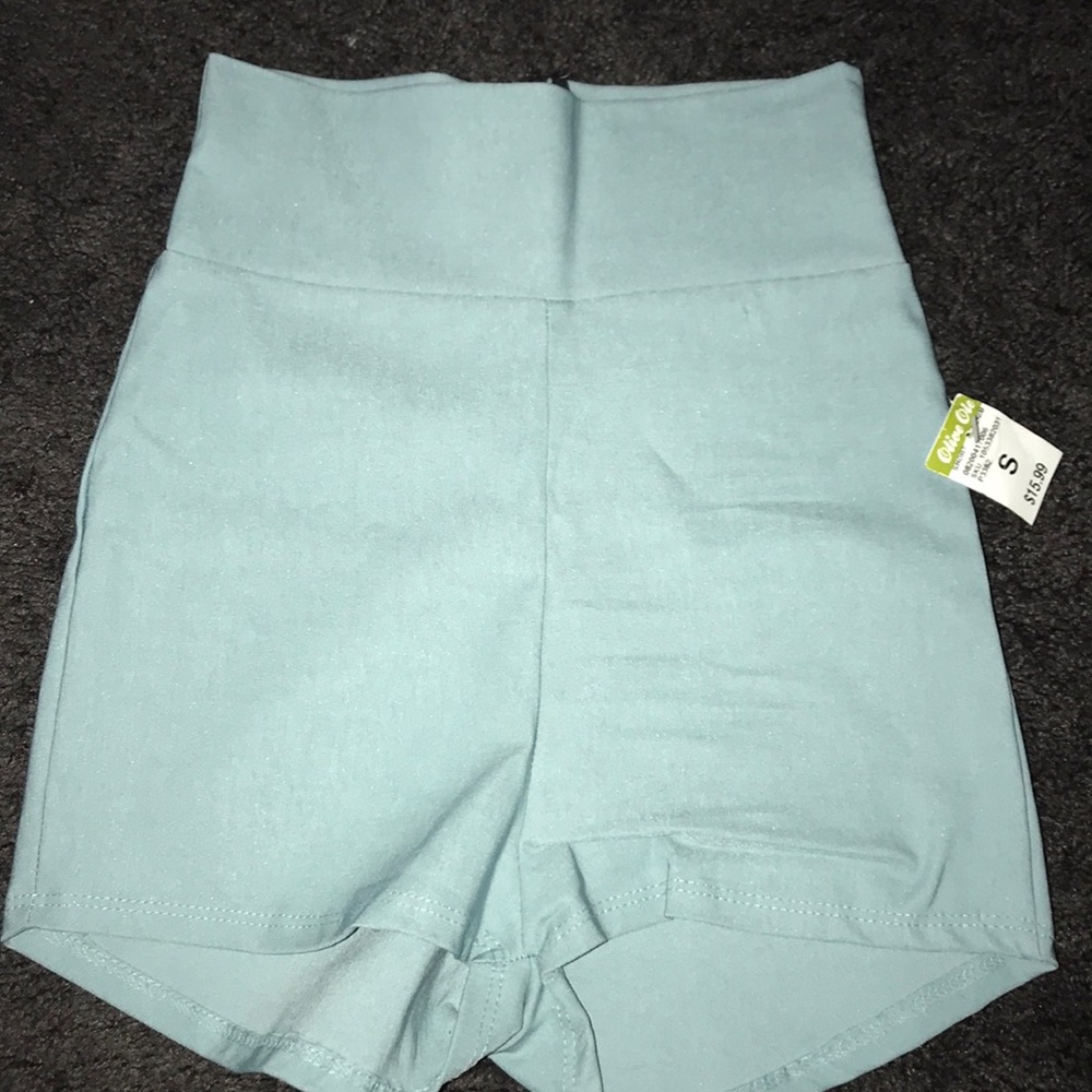 High waisted blue shorts